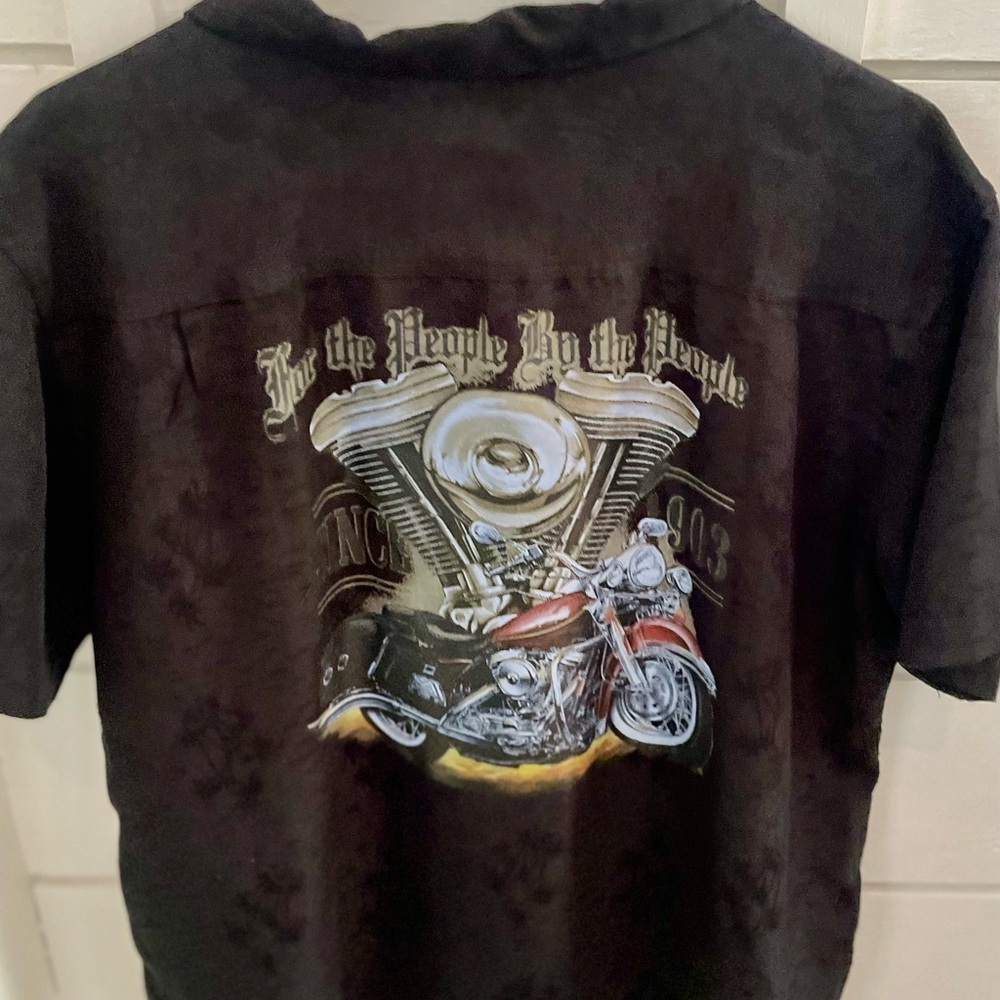 Rare Harley Davidson Black we the people Hawaiian men’s shirt lg key west